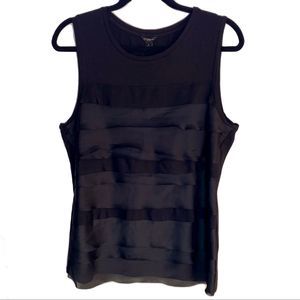 Ann Taylor LOFT Black Ruffle Tiered Tank Top- L